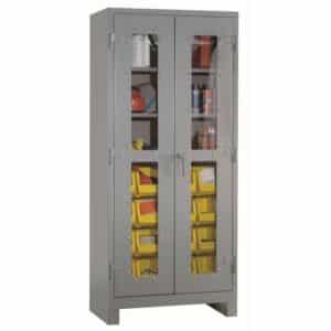 All-welded clearview bin cabinet 1123V dove gray with props