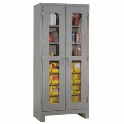 All-welded clearview bin cabinet 1123V dove gray with props