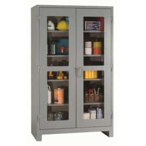 All-welded clearview storage cabinet 1120V dove gray with props