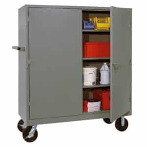 All-welded mobile shelf cabinet 1170 dove gray with props