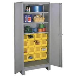 All-welded shelf bin cabinet 1123 dove gray with props
