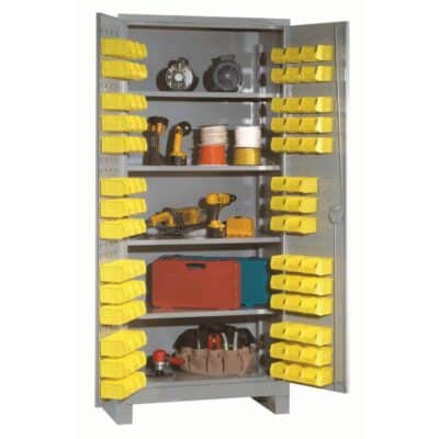 All-welded shelf bin cabinet 1155 dove gray with props