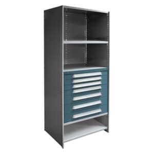 Republic shelving with blue modular drawers starter